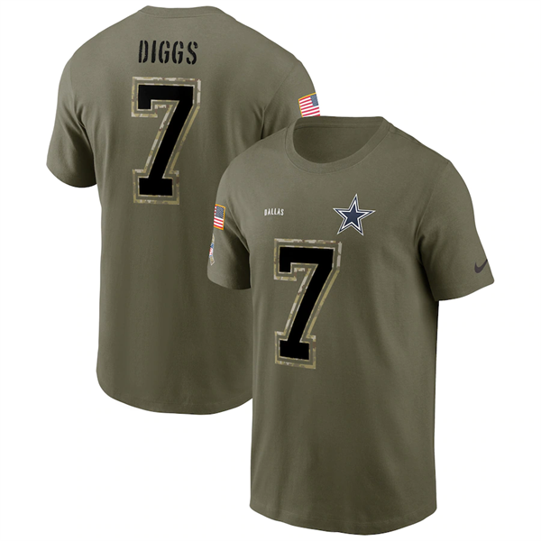 Men's Dallas Cowboys #7 Trevon Diggs 2022 Olive Salute to Service T-Shirt Men's Dallas Cowboys #7 Trevon Diggs 2022 Olive Salute to Service T-Shirt